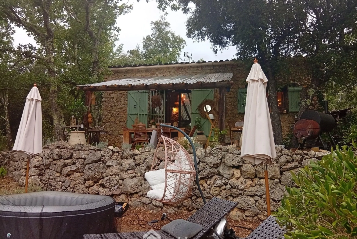 Cabanon en pierres autonome à vendre à Saint Antonin du Var avec vue dégagée 