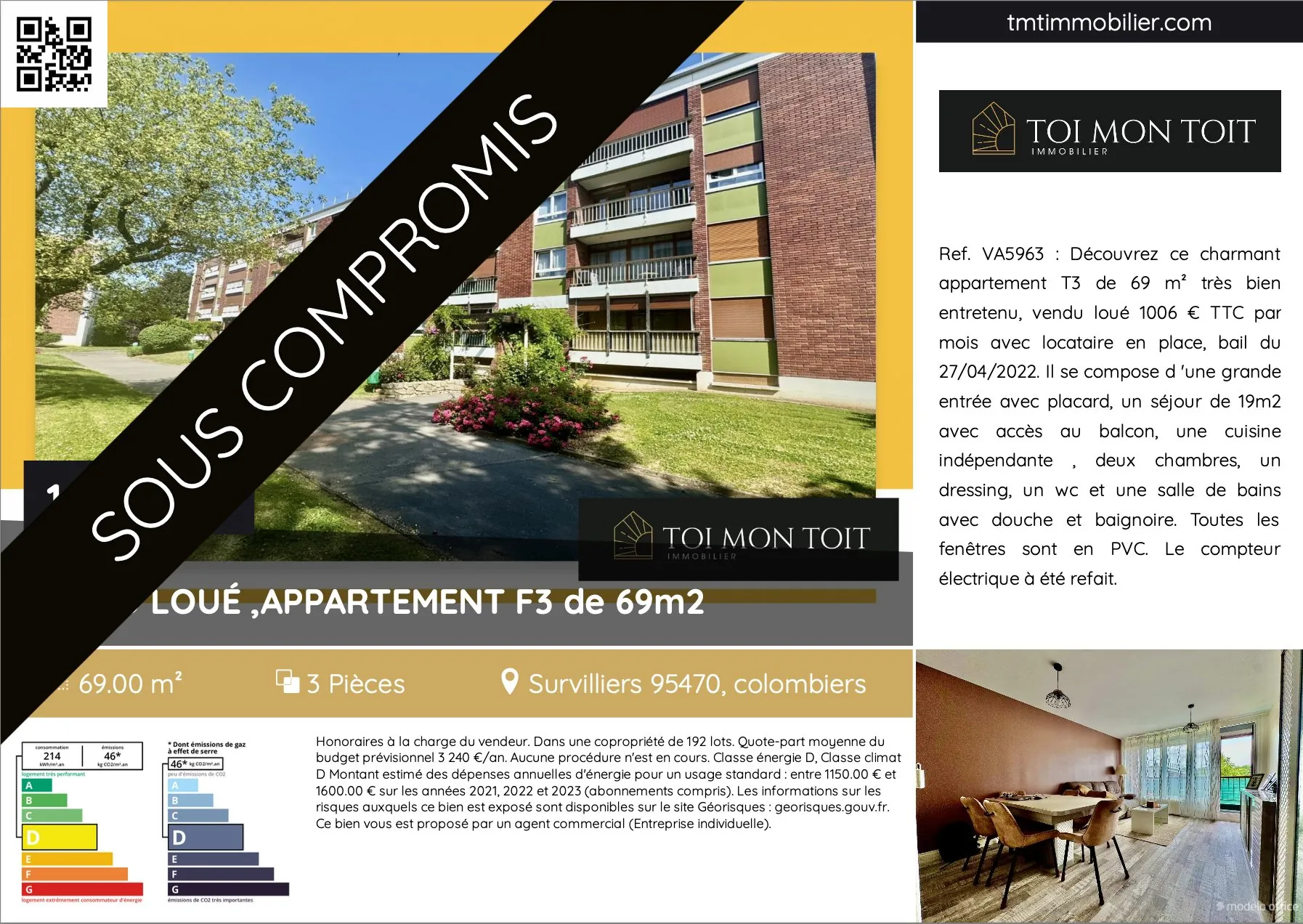 Appartement T3 de 69 m² à Survilliers - Bonne Rentabilité et Confort 