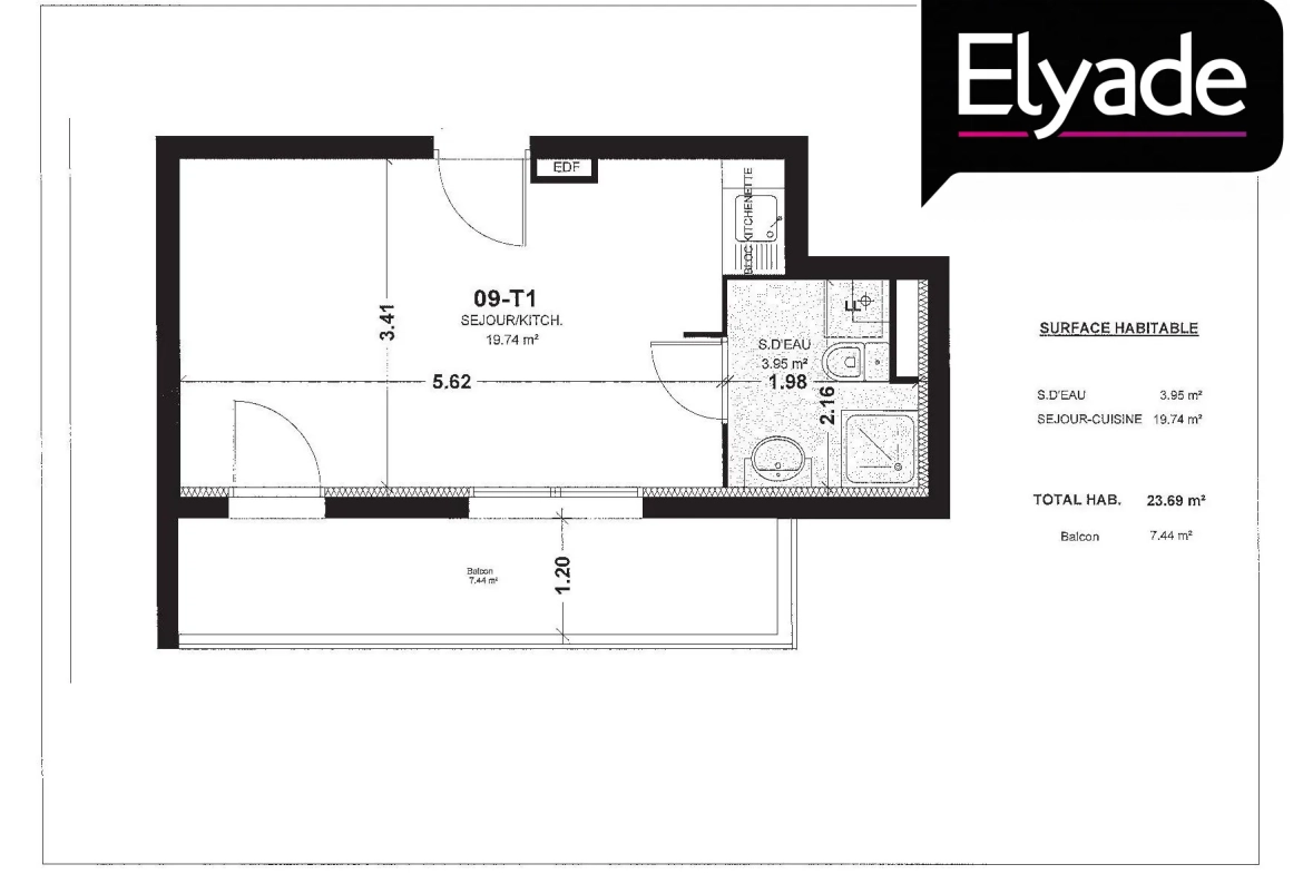 Studio à vendre à Chelles de 23,69 m² avec balcon – Idéal investissement locatif 