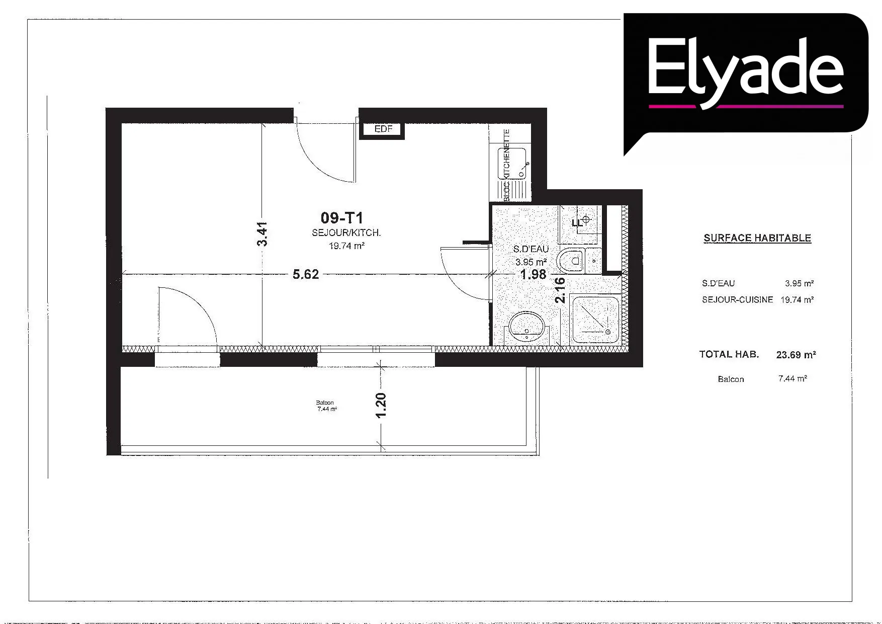 Studio à vendre à Chelles de 23,69 m² avec balcon – Idéal investissement locatif 
