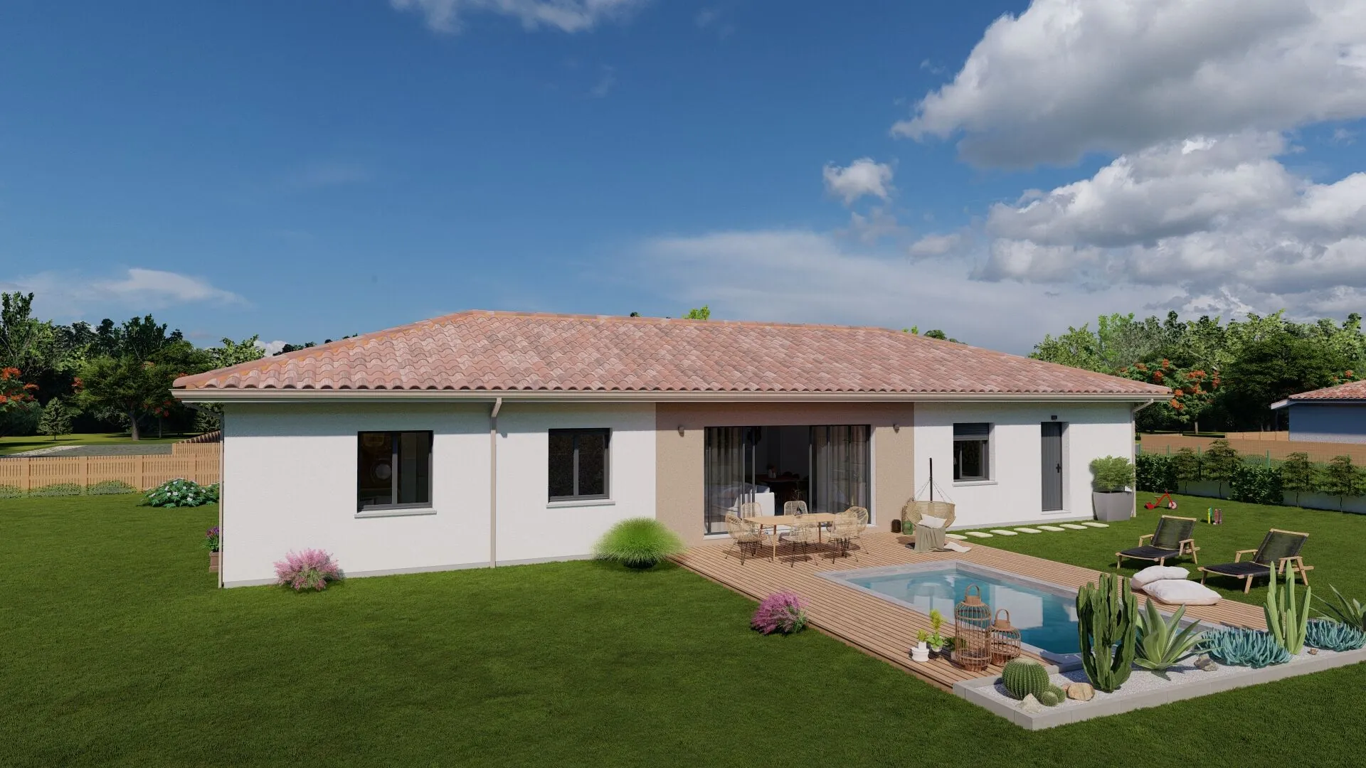 Maison neuve 3 chambres avec suite et bureau à Saint Martin d’Oney 