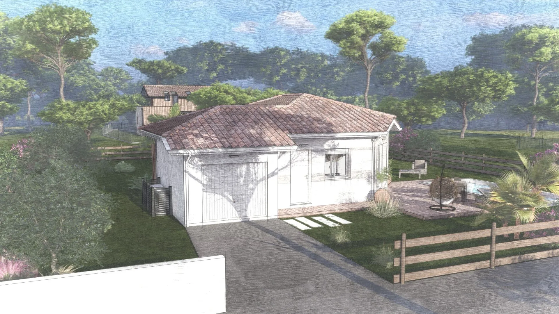 Maison neuve 2 chambres avec garage à Saint Pierre du Mont dans les Landes 