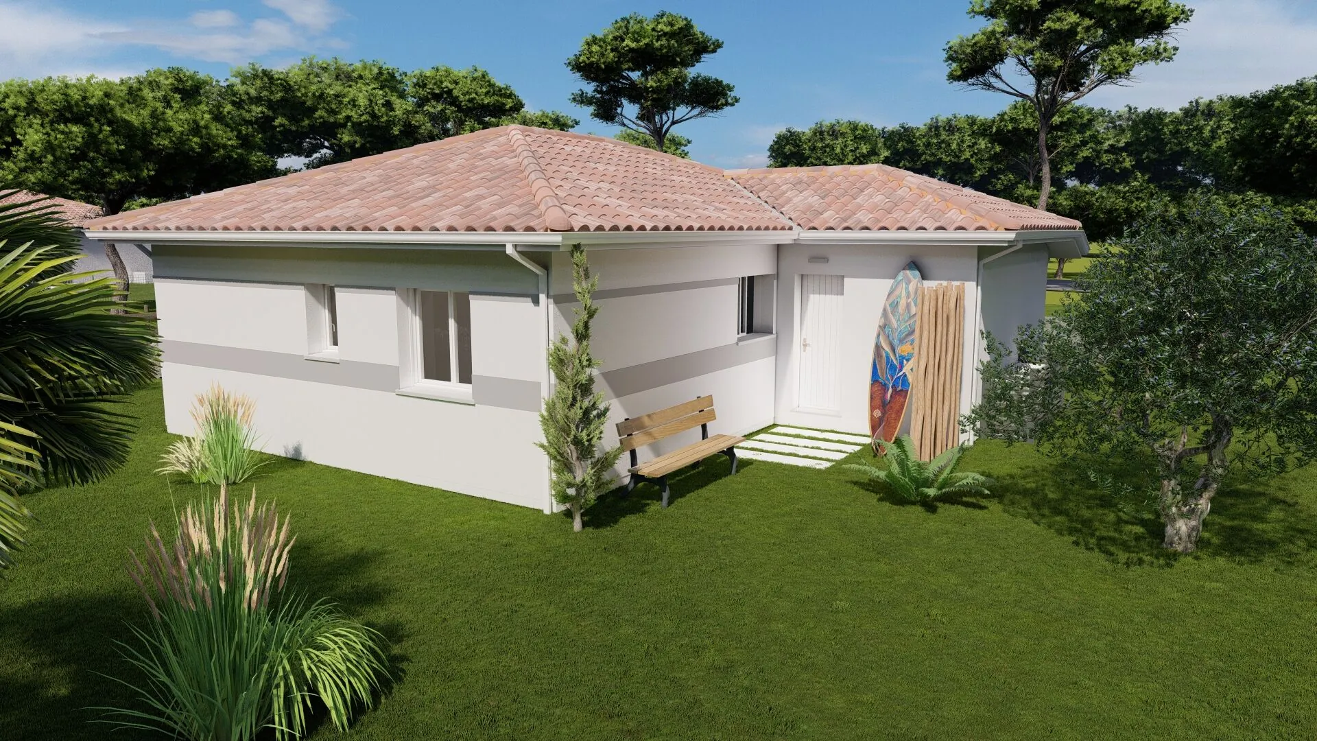 Maison neuve 2 chambres avec garage à Saint Pierre du Mont dans les Landes 
