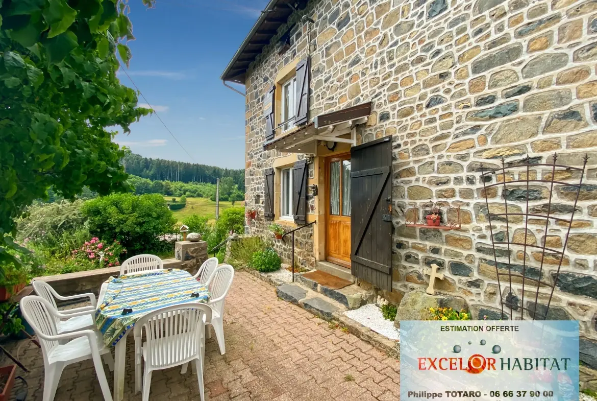 Belle maison en pierre avec vue imprenable et jardin dans le Beaujolais Vert 