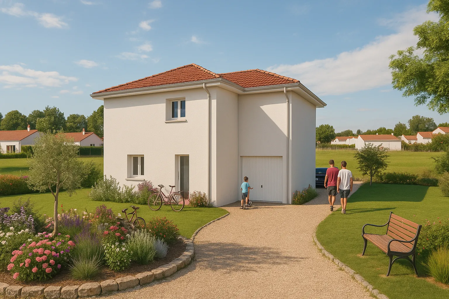 Maison neuve écologique de 100 m² à Beaucroissant avec jardin 