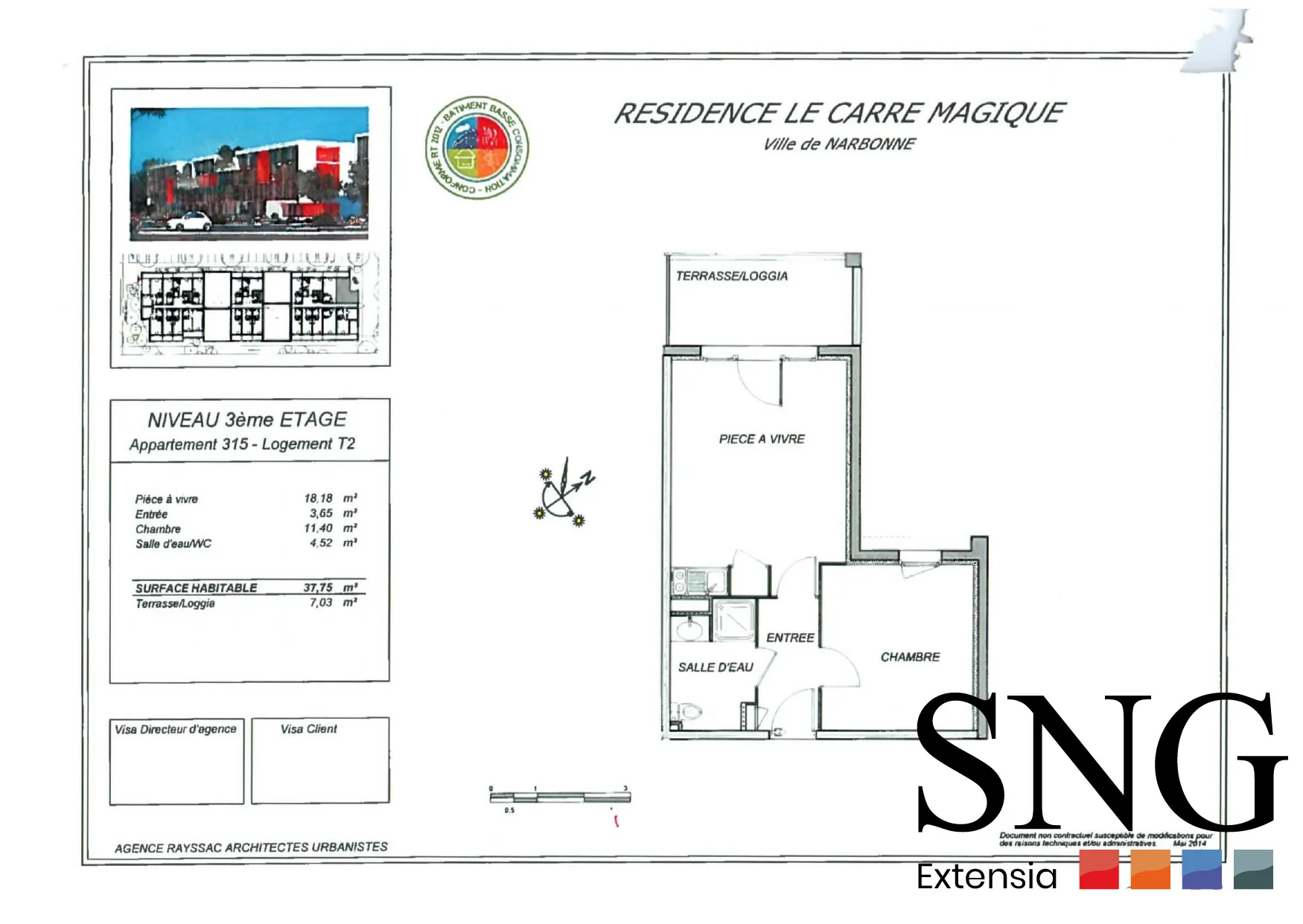 Appartement T2 récent avec terrasse et parking à Narbonne 