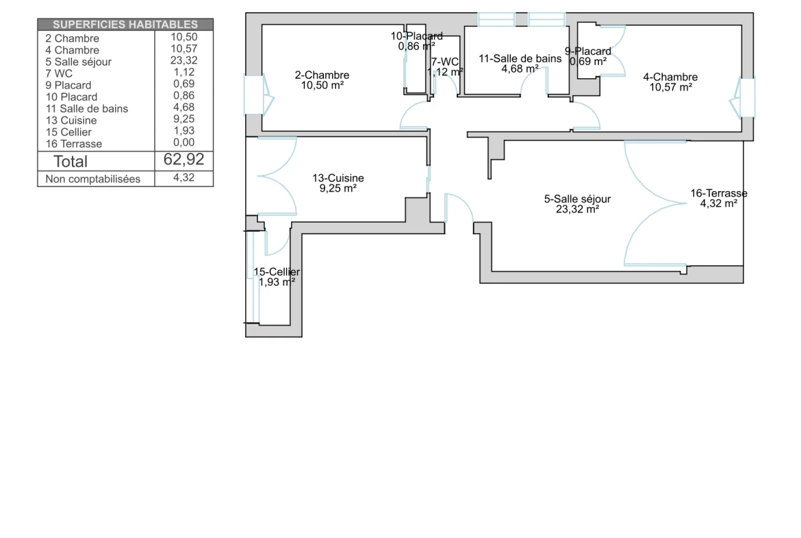 A vendre Appartement T3 lumineux de 63,50 m² à Bastia Sud avec terrasse et parking 