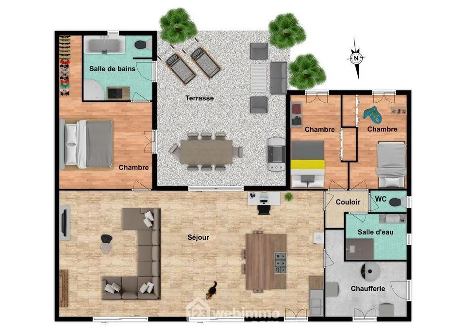 Maison de plain-pied à Celle-Lévescault avec jardin et garage 