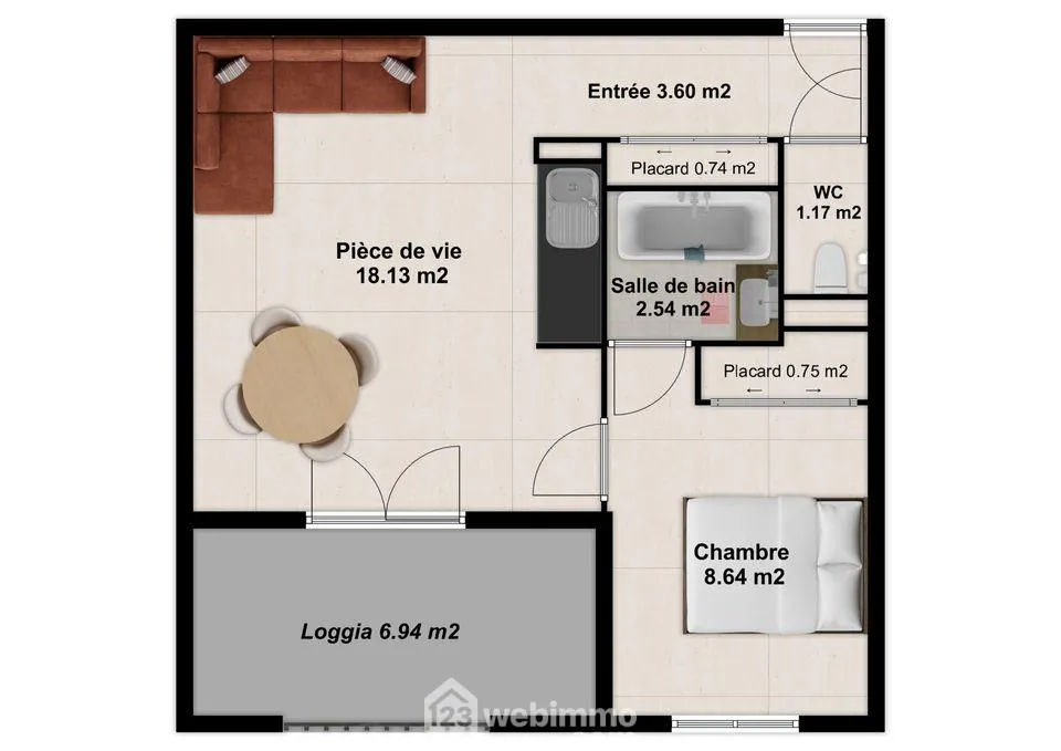 Appartement 2 pièces à Poitiers avec loggia et parking privé 
