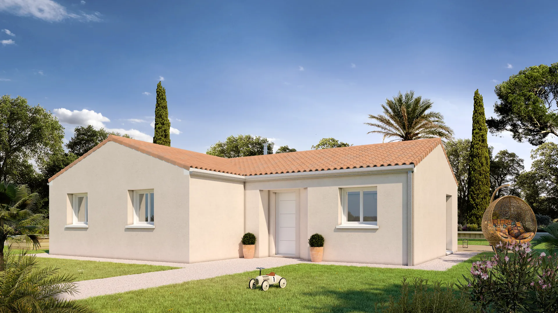 Maison neuve à Hostens avec 3 chambres et financement flexible 