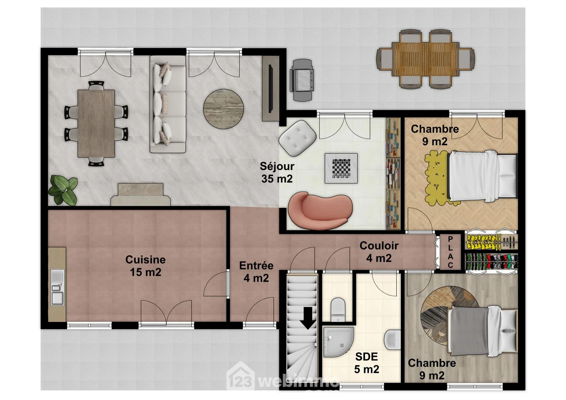 Maison de 94 m² avec 3 chambres à Bonnes, terrain de 2000 m², garage et sous-sol complet 