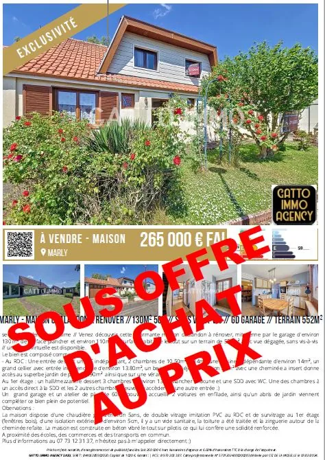 Maison à rénover de 130m² avec 5 chambres, grand garage et jardin à Marly 