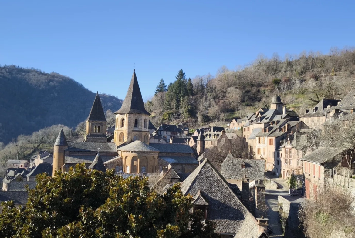 Maison en pierre avec vue panoramique à Conques-en-Rouergue 