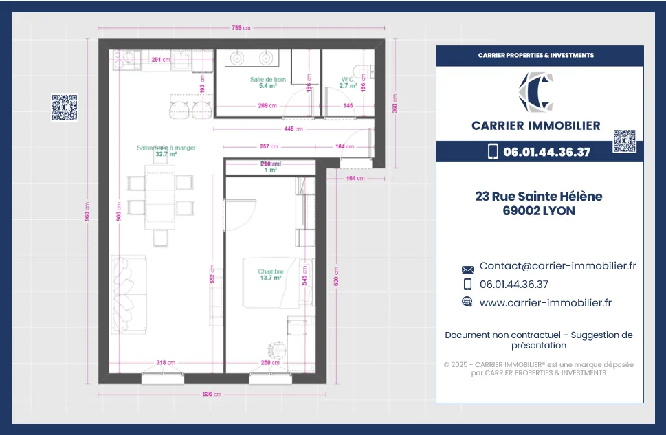 Appartement à rénover de 51,75 m² à Lyon Ainay avec cave et potentiel 