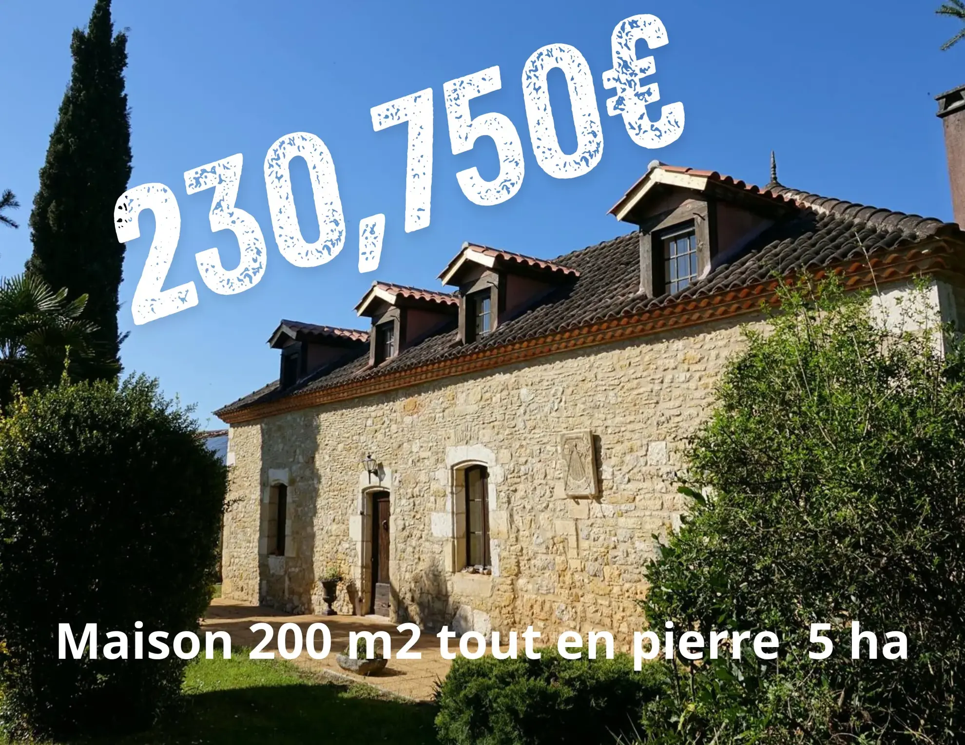 Belle maison de maître avec grange sur 5 hectares en Quercy à Soturac