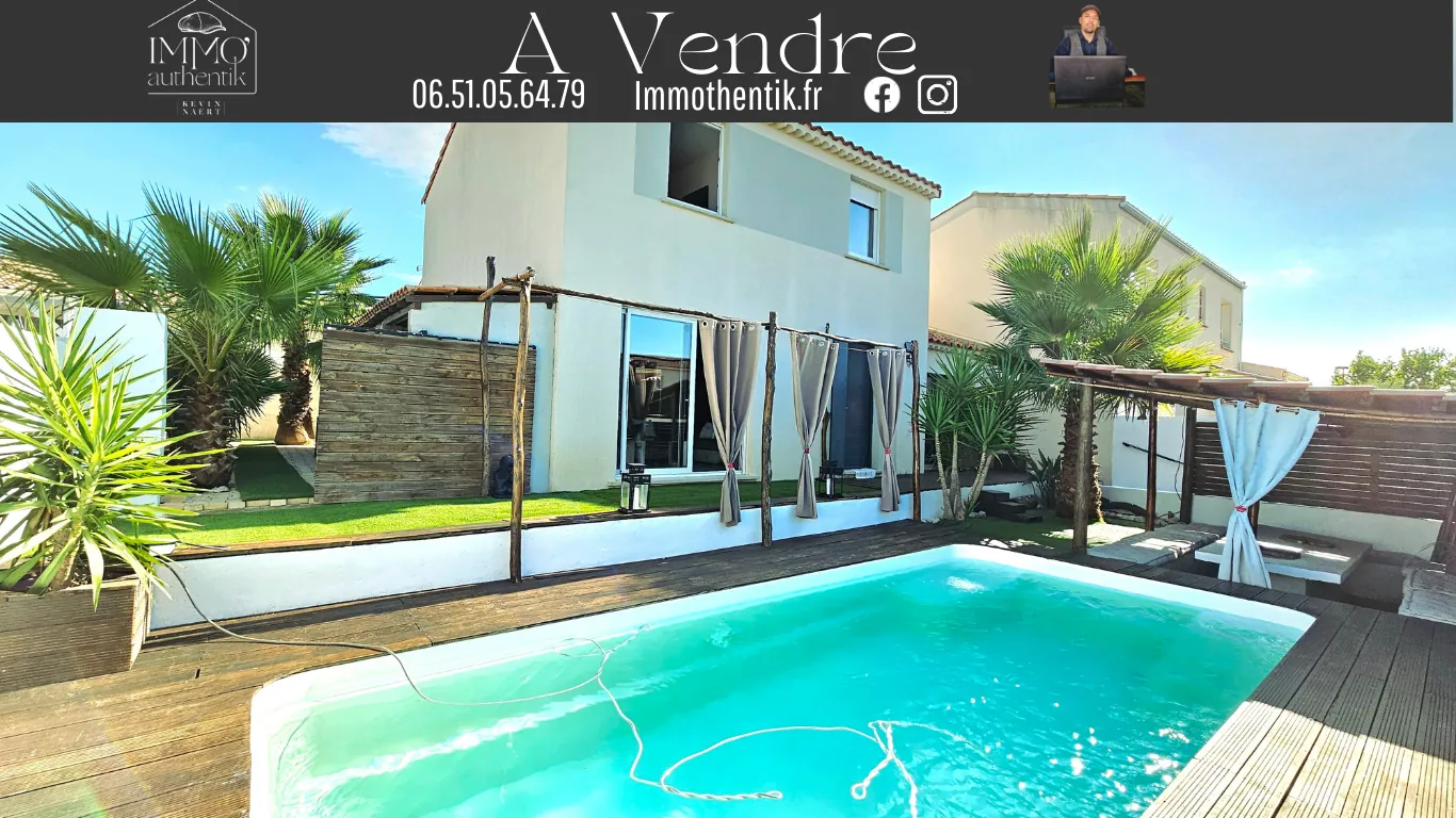 Maison familiale avec piscine à Saint-Thibéry, 4 chambres, terrasse et garage sécurisé