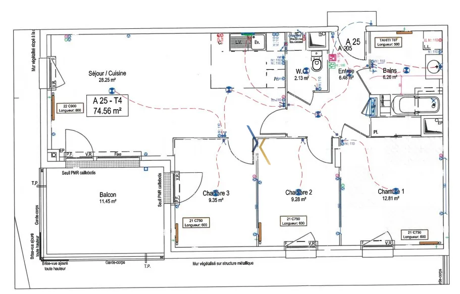 Achat appartement T3 de 75m² avec loggia et parking à Nantes dans le quartier Parc de Procé 