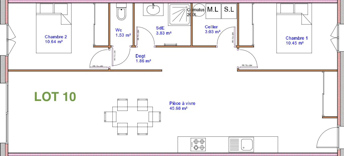 Maison rénovée de plain-pied avec jardin à Medis - 68,86 m²