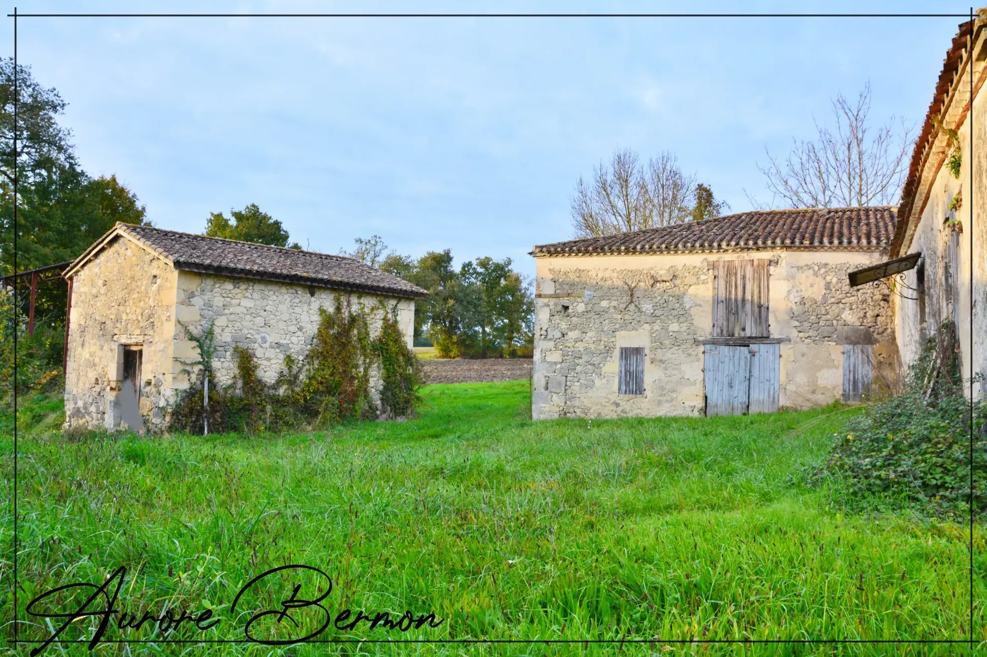 Ensemble immobilier à rénover avec 3 bâtiments en pierre et terrain de 4067 m² à Moncrabeau 