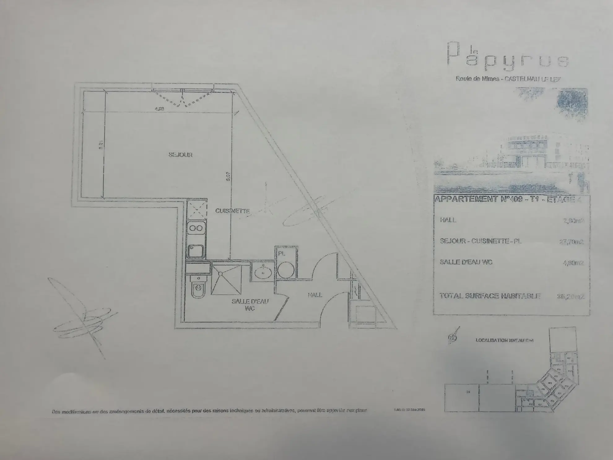 Studio à vendre à Castelnau-le-Lez avec parking – 35 m², dernier étage, proximité commerces 