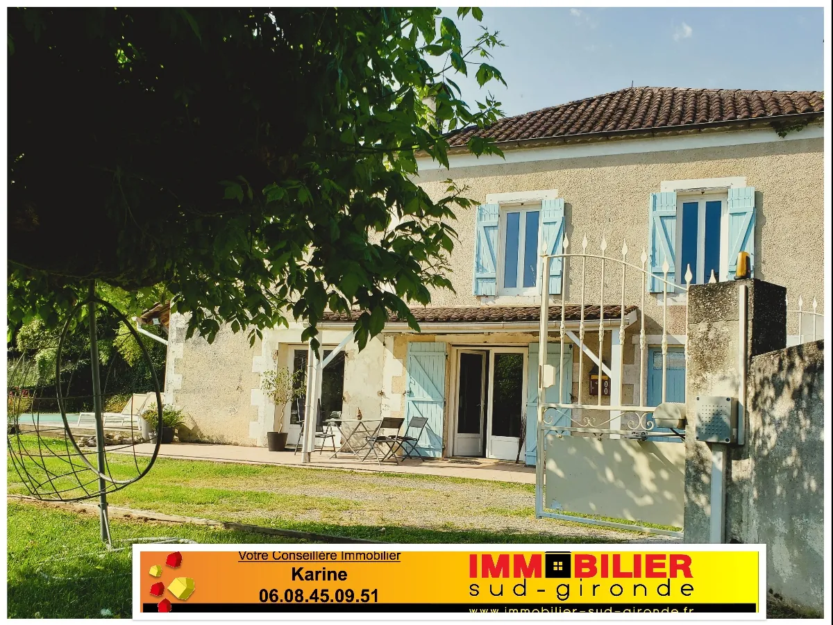 Belle maison en pierre avec piscine à Bazas, environnement calme, proche commodités