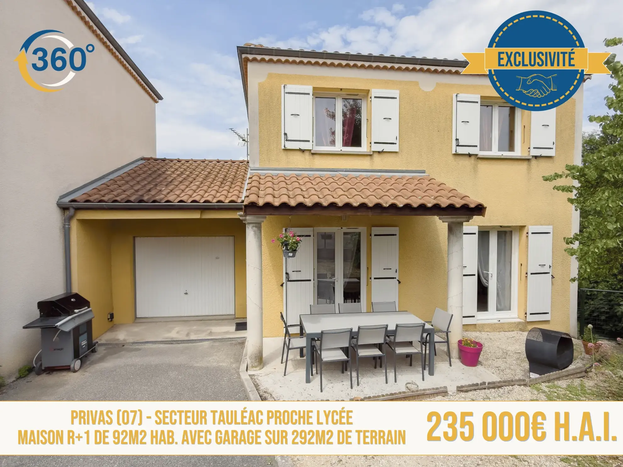 Maison 3 chambres avec garage, piscine hors-sol et travaux récents à Tauléac, Privas