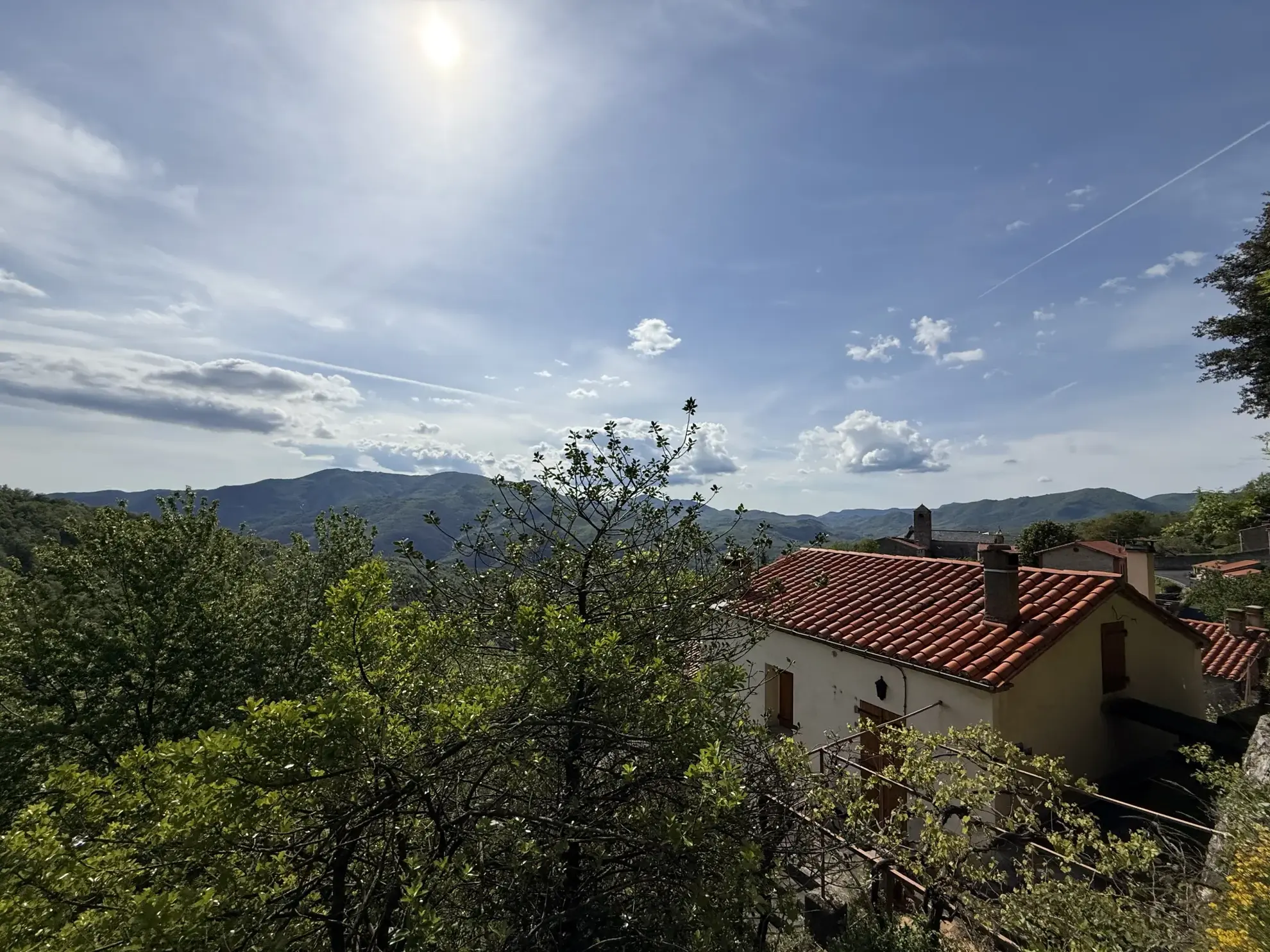 Maison lumineuse orientée plein sud avec terrasse et terrain arboré à Montferrer 