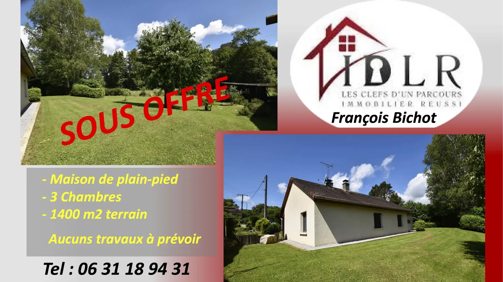 Maison individuelle de plain-pied avec 3 chambres à Pompierre-sur-Doubs 