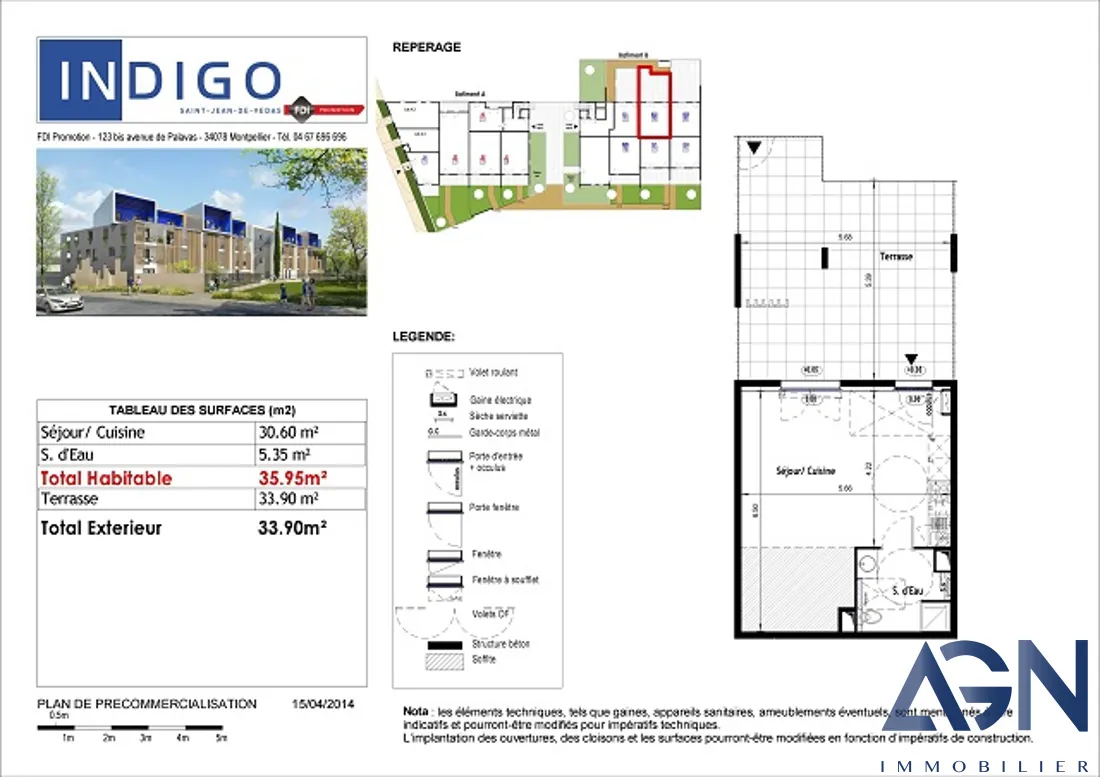 Studio de 35,95 m² avec terrasse à Saint-Jean-de-Védas - Investissement locatif ou résidence principale 