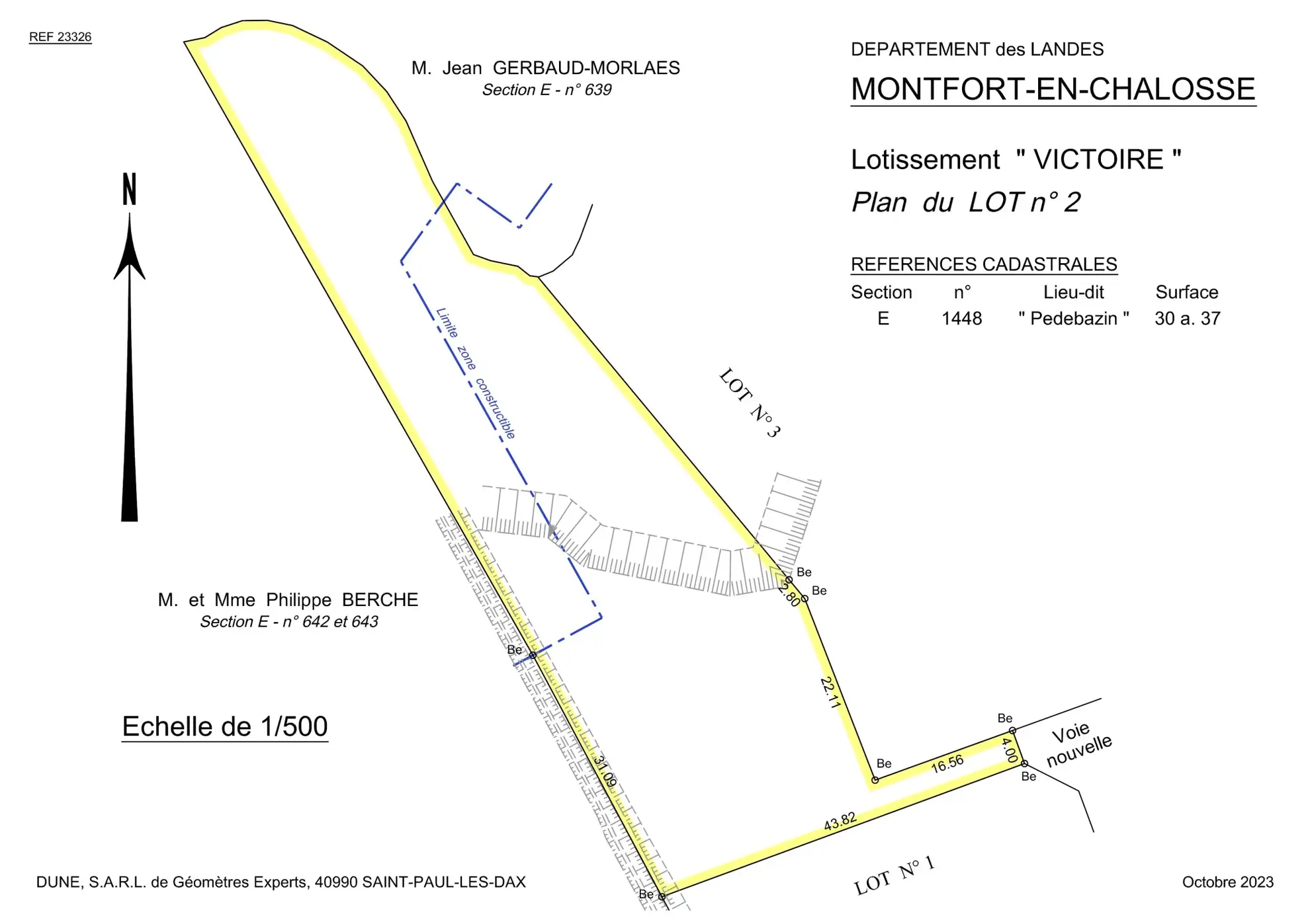 Terrain constructible à Montfort en Chalosse pour bâtir ou investissement à petit prix 