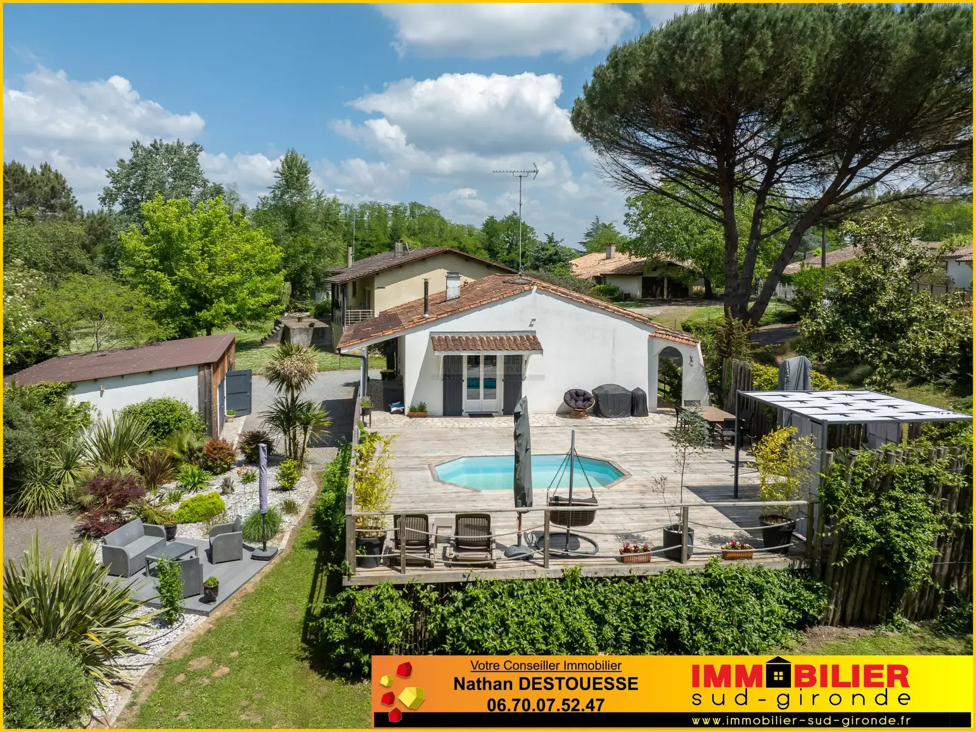 Vente maison avec piscine à Barsac dans un environnement idyllique