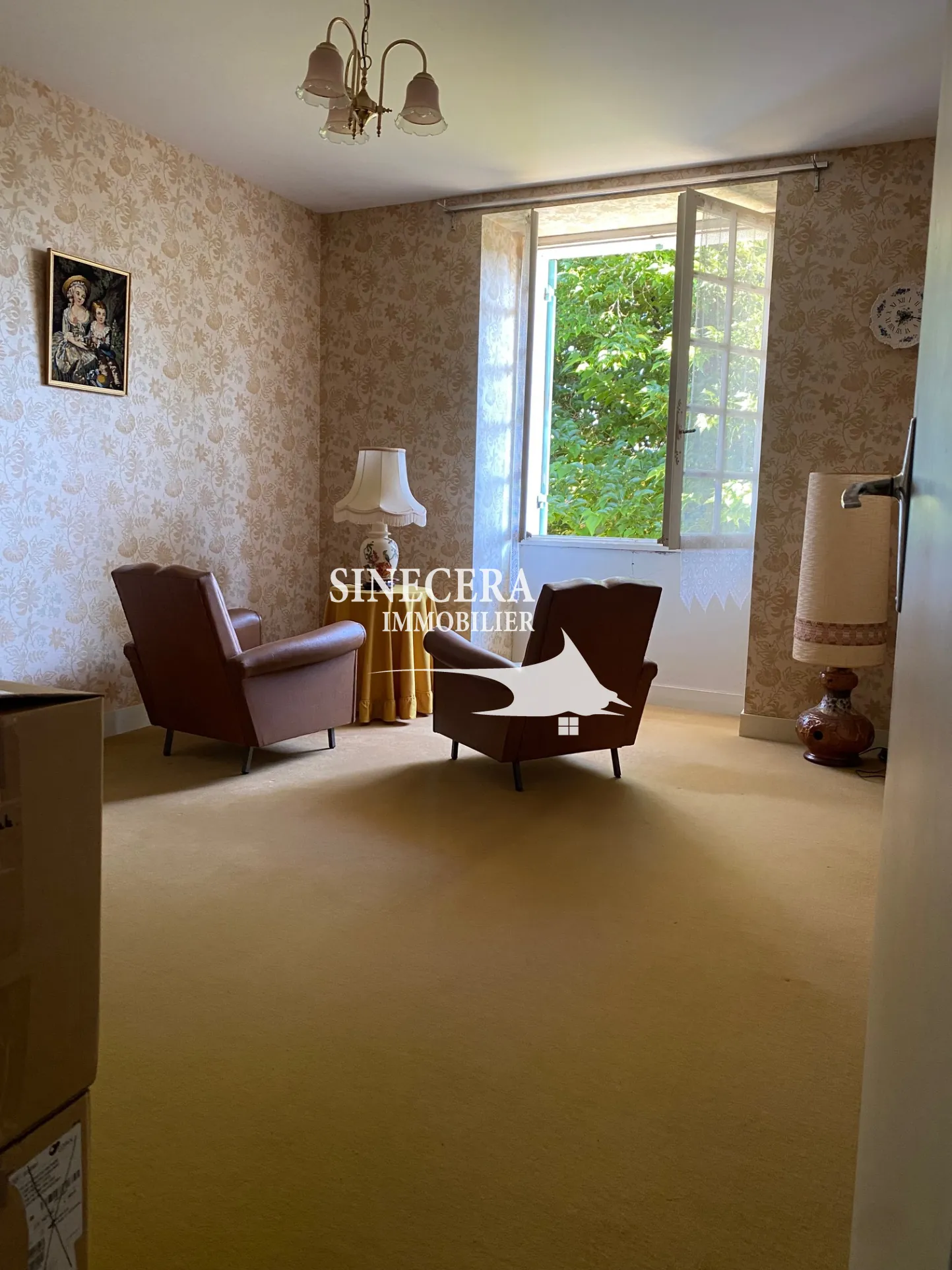 Maison en pierre avec grand terrain à Riberac, 3 chambres, garage et jardin ombragé 