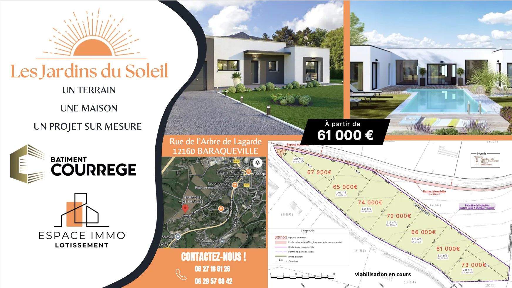Terrains constructibles à Baraqueville de 805 m² à partir de 61 000 euros