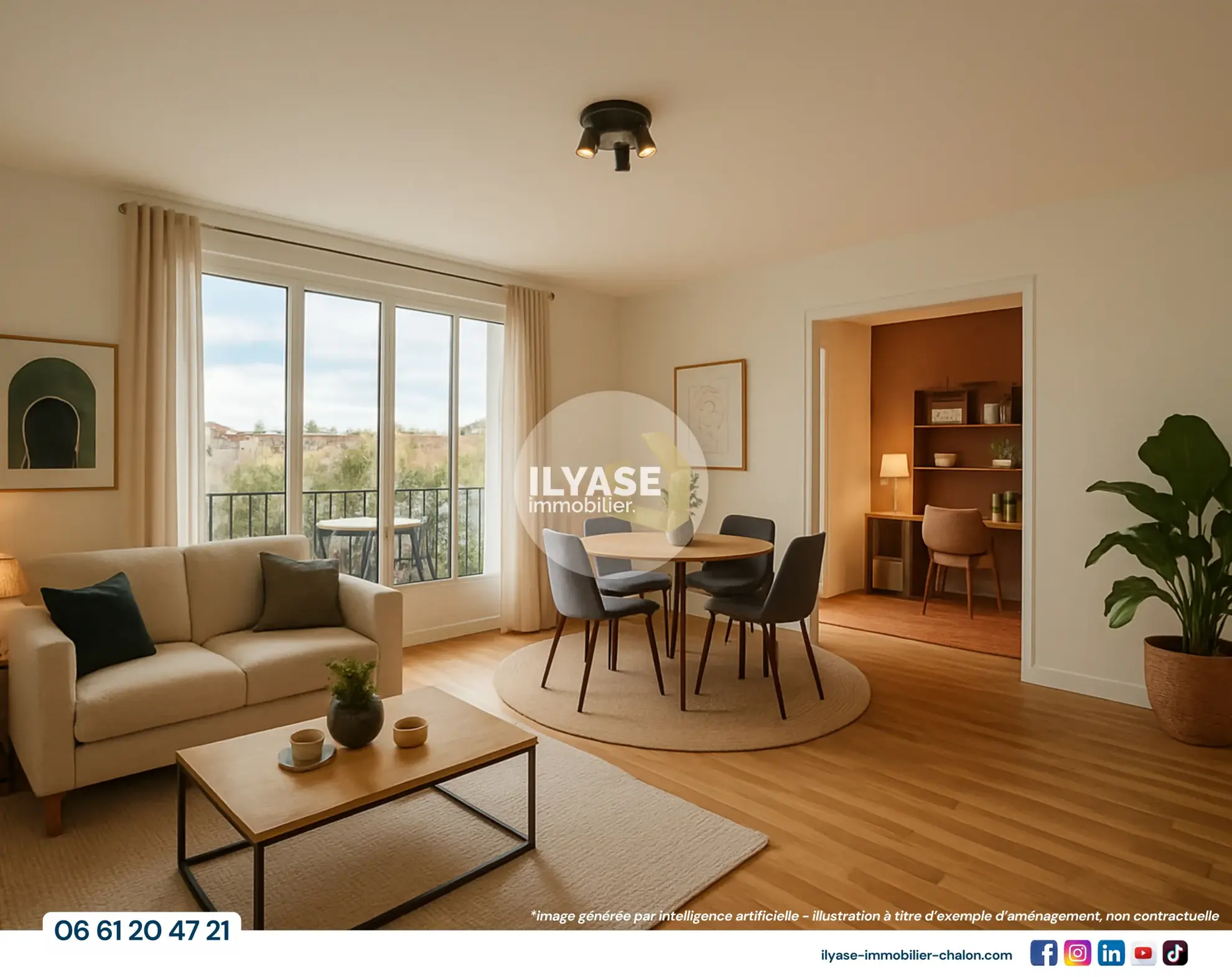 Appartement T3 avec balcon et garage privé à Chalon-sur-Saône - 53 m² 