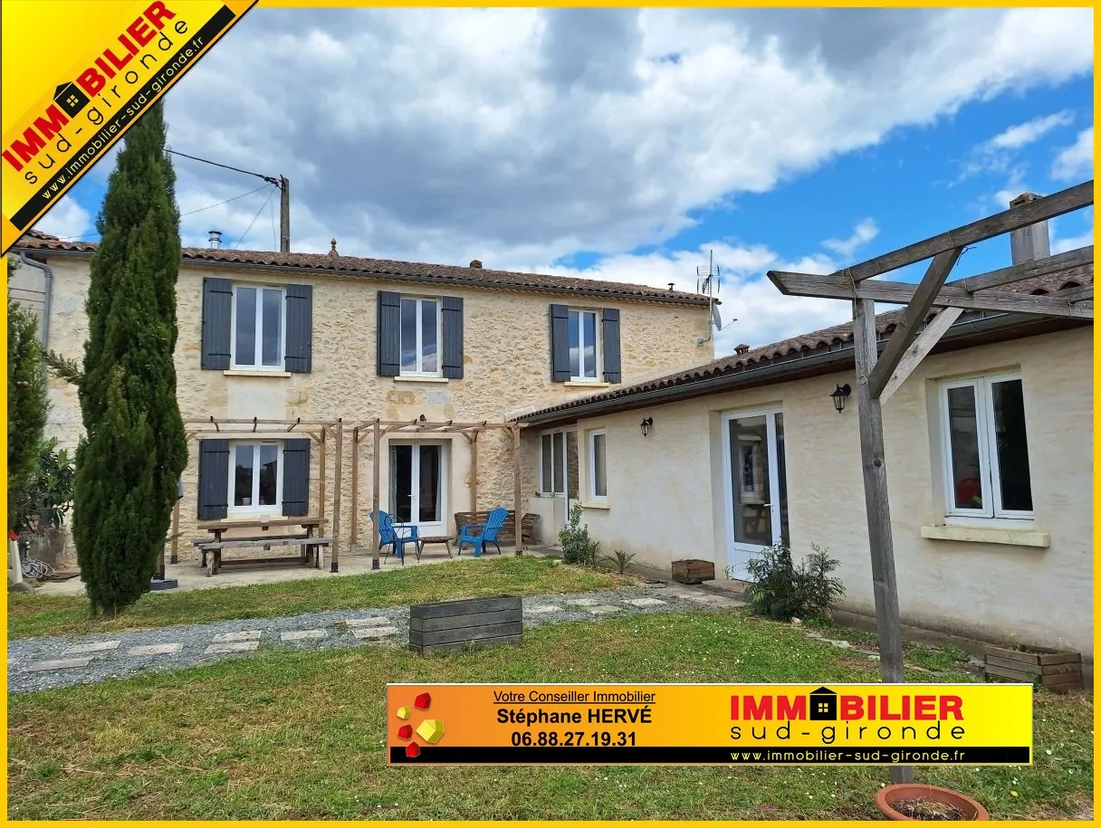 Maison en pierre de 174 m² avec grand garage et jardin proche Langon