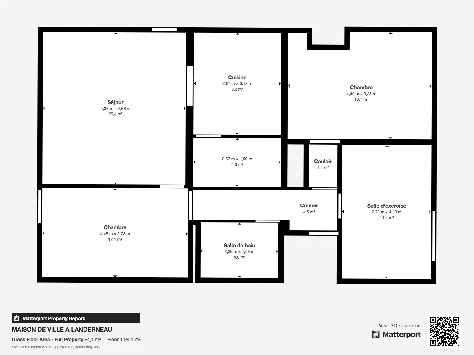 Maison de ville 3 chambres avec jardin et parking à Landerneau KERMARIA 
