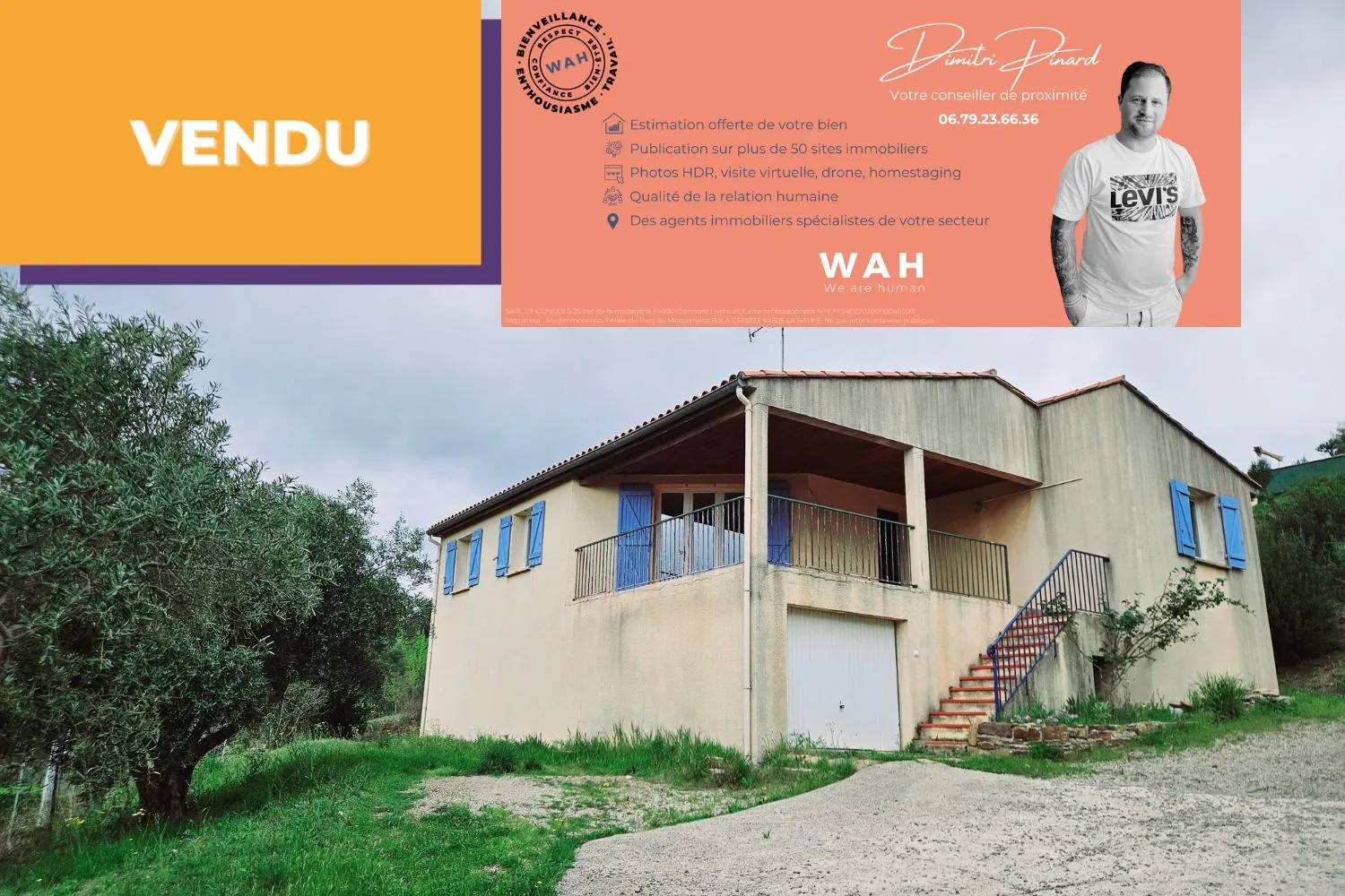 Villa 4 pièces à vendre à Usclas du Bosc avec terrasse et vue dégagée