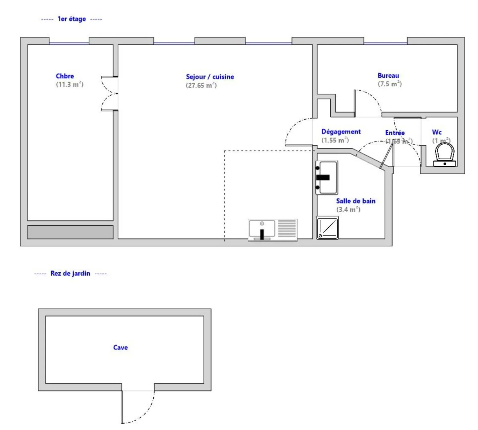 Appartement T2 bis de 54 m² en hypercentre à Millau 