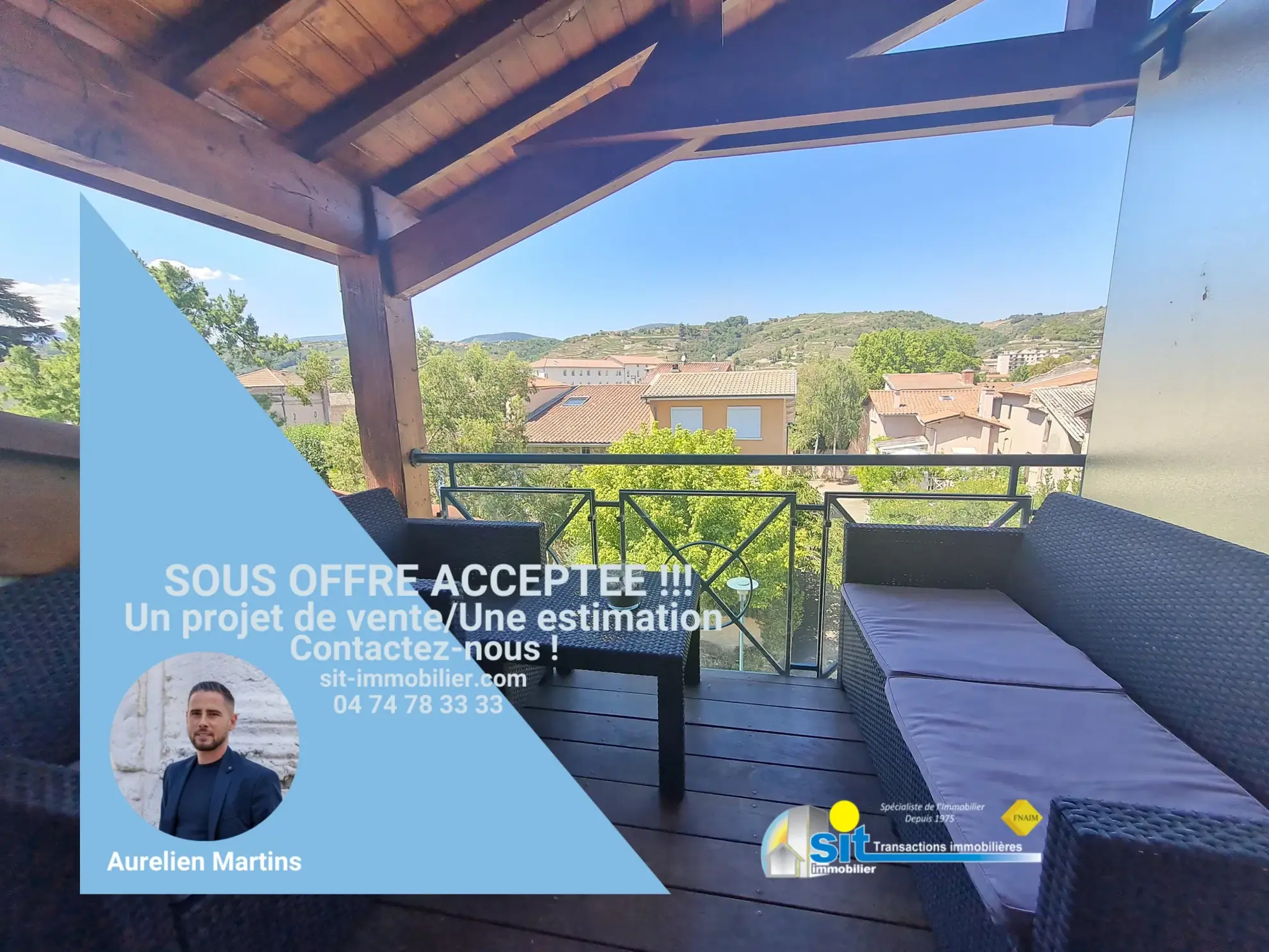 Appartement T2 à Condrieu avec terrasses proche gare et vue sur la vigne