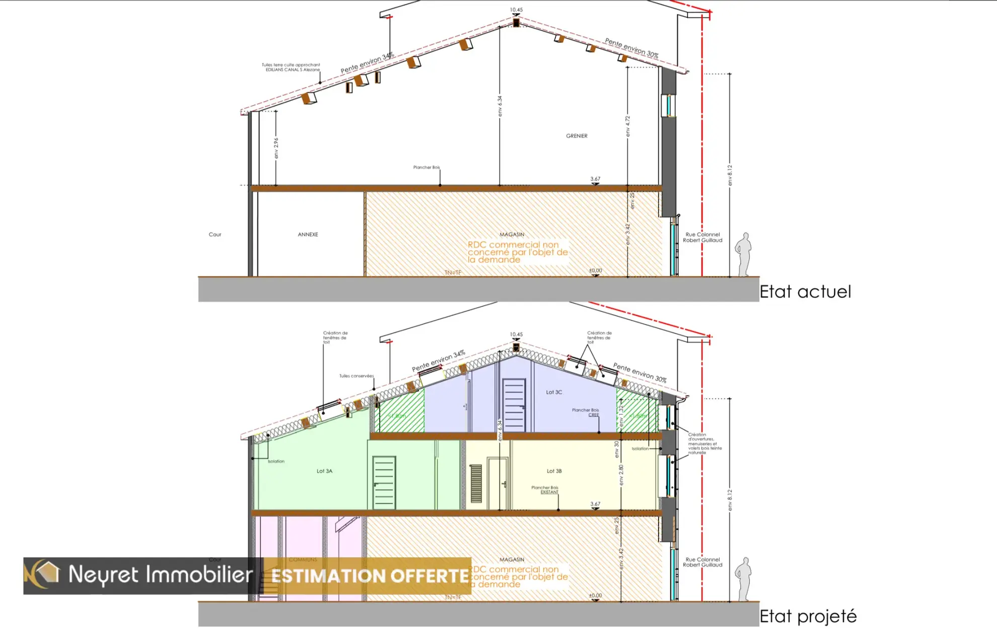 Opportunité d'investissement à Brignais : grange avec permis purgé, 3 lots à aménager