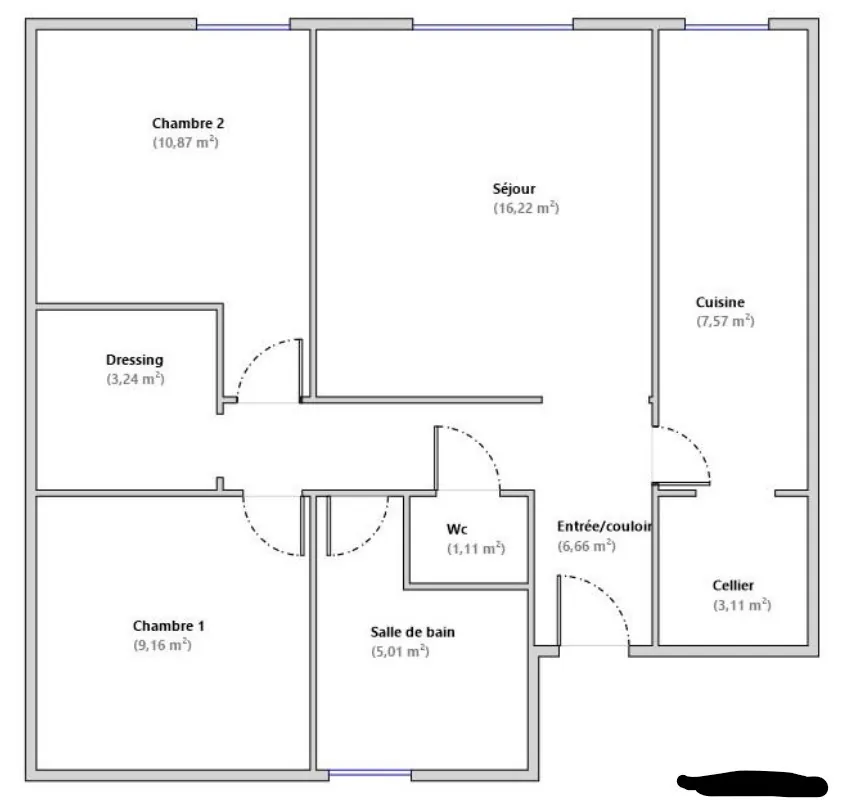 Appartement 3 pièces à Pontoise près de Cergy - 63 m² 