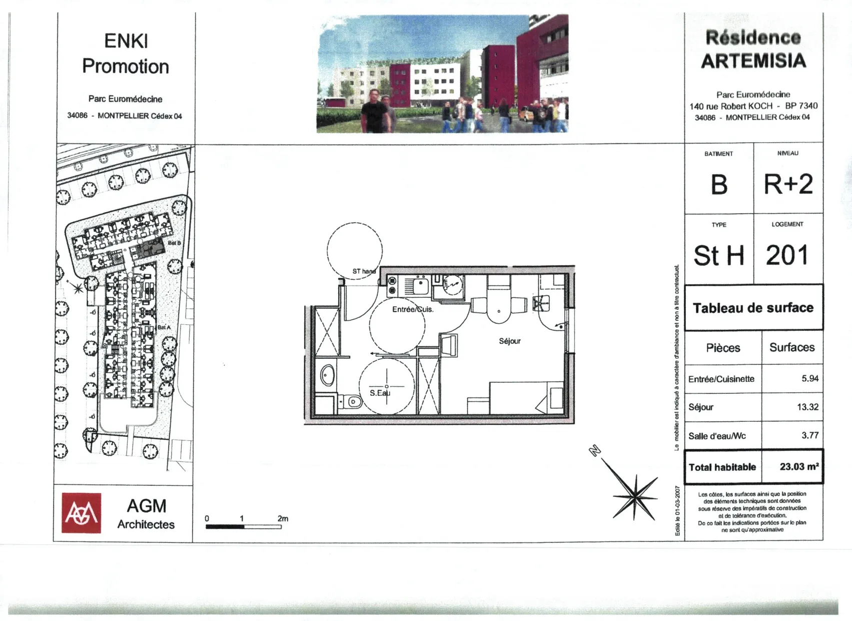 Studio à Montpellier de 23 m² près des facultés et tramway 