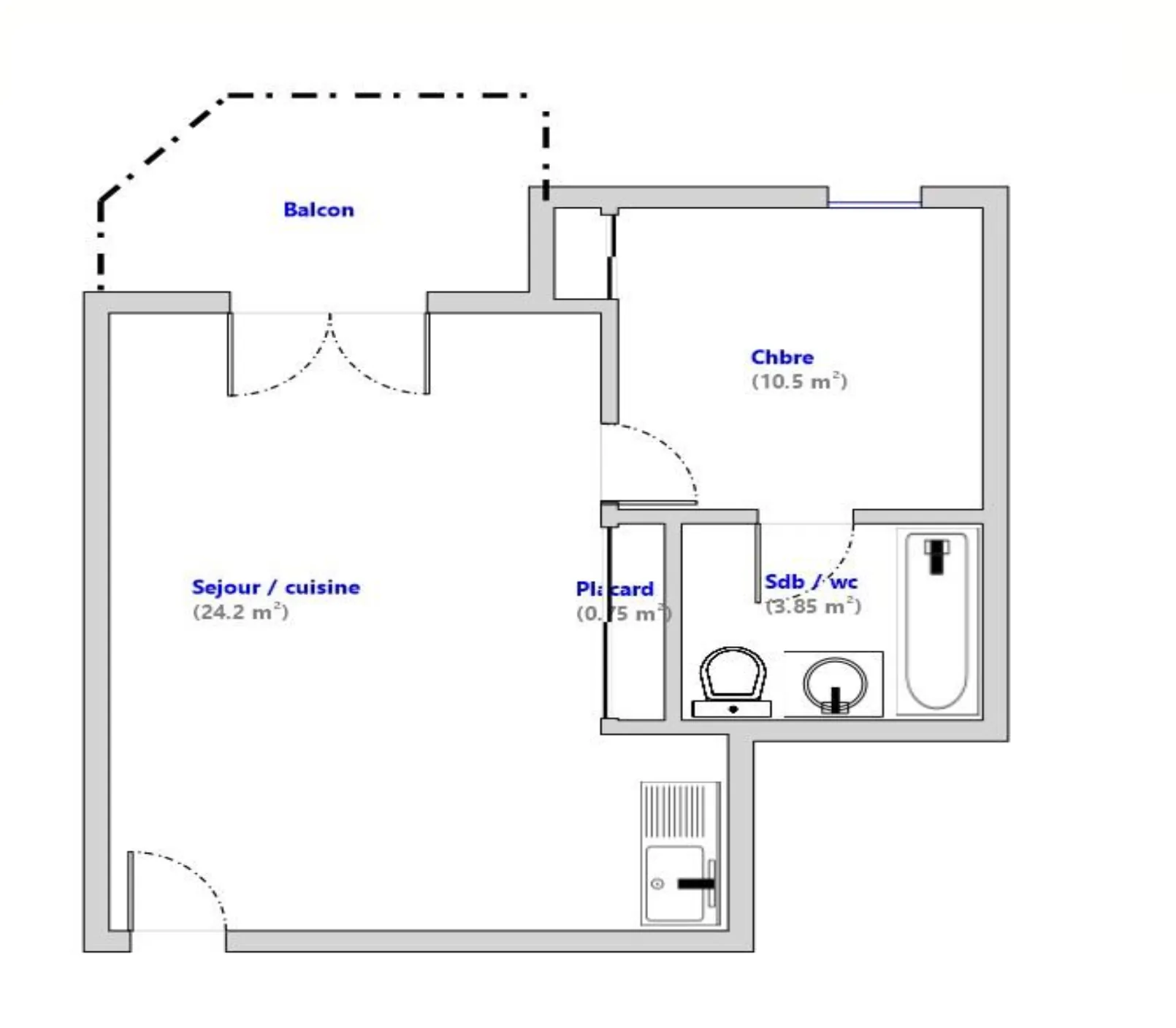 Appartement F2 avec terrasse à Millau, vue sur le Viaduc, 39,30 m² 
