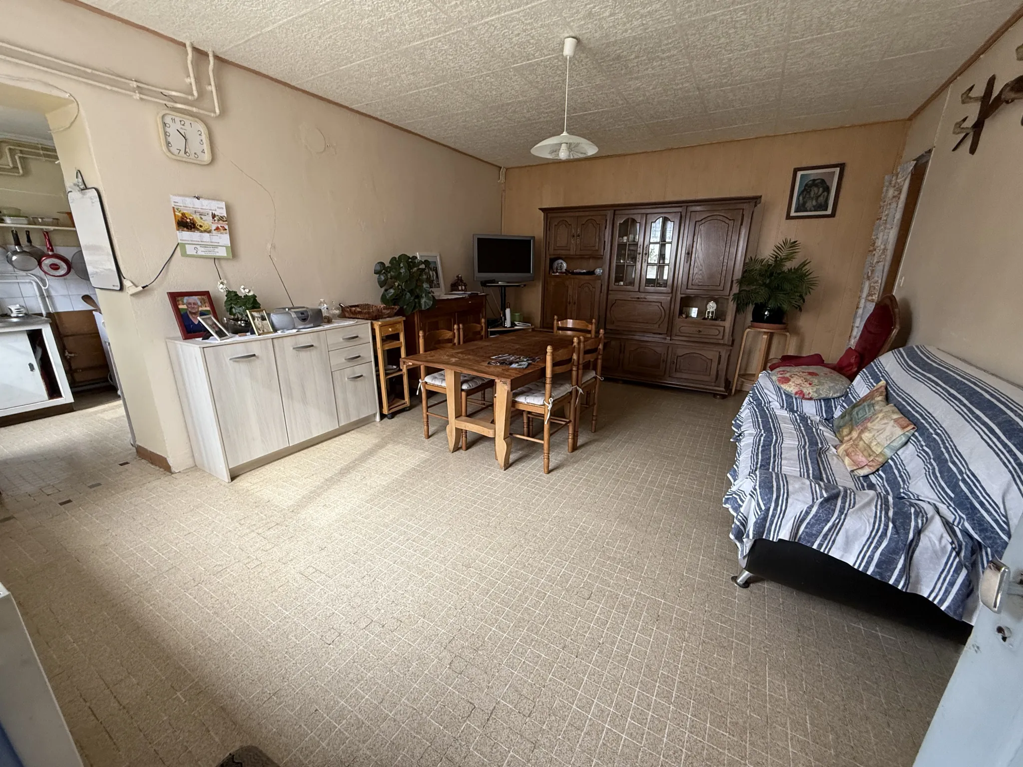 Ferme de plain-pied à rénover à Brugheas, terrain clos de 1000 m² 