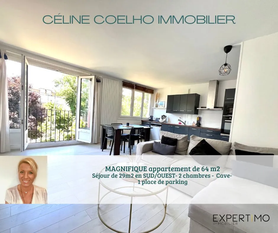 Appartement 3 pièces lumineux à Bièvres avec parking et cave - Résidence sécurisée