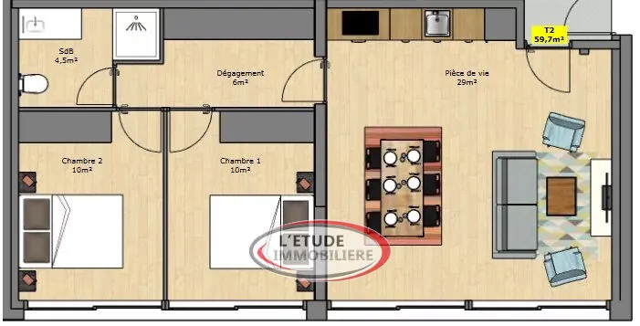 Appartement T3 rénové avec parking à Sautron, disponible en 2025 