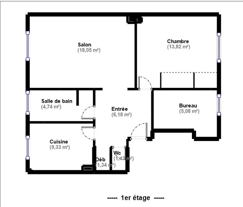 Appartement 3 pièces lumineux avec vue dégagée à Montreuil 