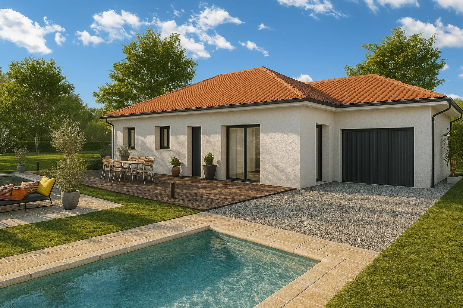 Maison neuve écologique de 90 m² avec jardin à Bizonnes 