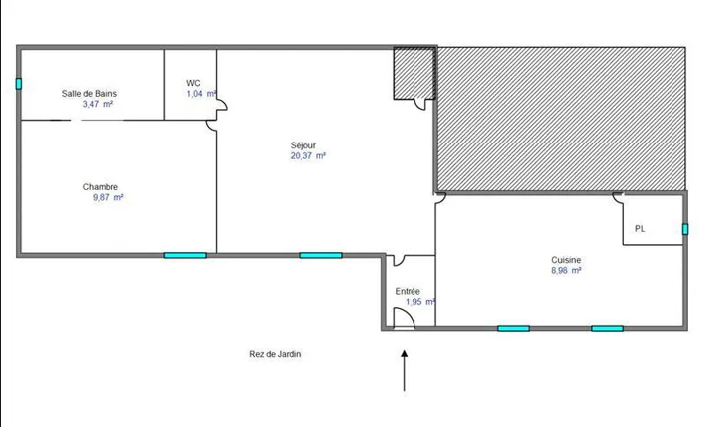 Appartement T2 de 45 m² avec jardin privé à Charbonnières-les-Bains 