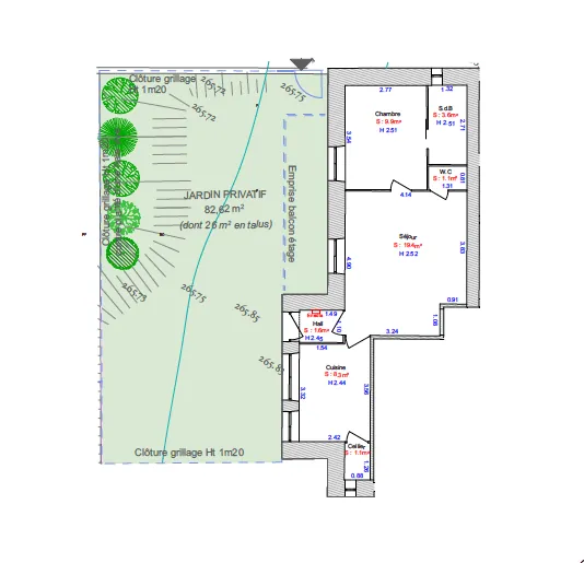 Appartement T2 de 45 m² avec jardin privé à Charbonnières-les-Bains 